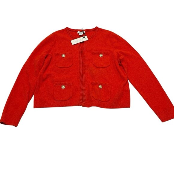 Rachel Zoe Sweater Blazer XL Orange Braided Trim Button Front Cardigan Career - Picture 1 of 10